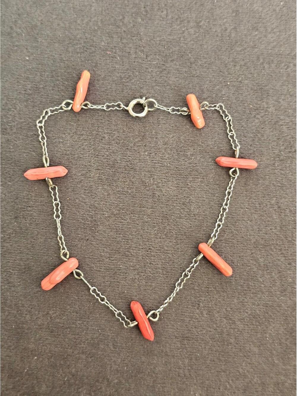 Silver And Coral Necklace